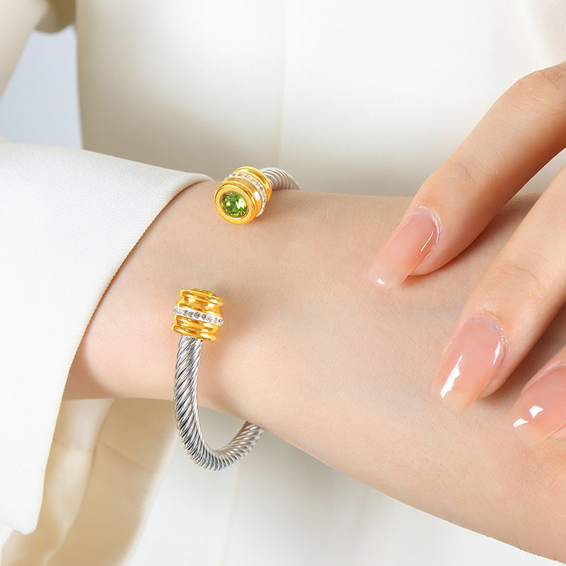 Titanium Steel Inlaid Twelve-color Zircon Bracelet
