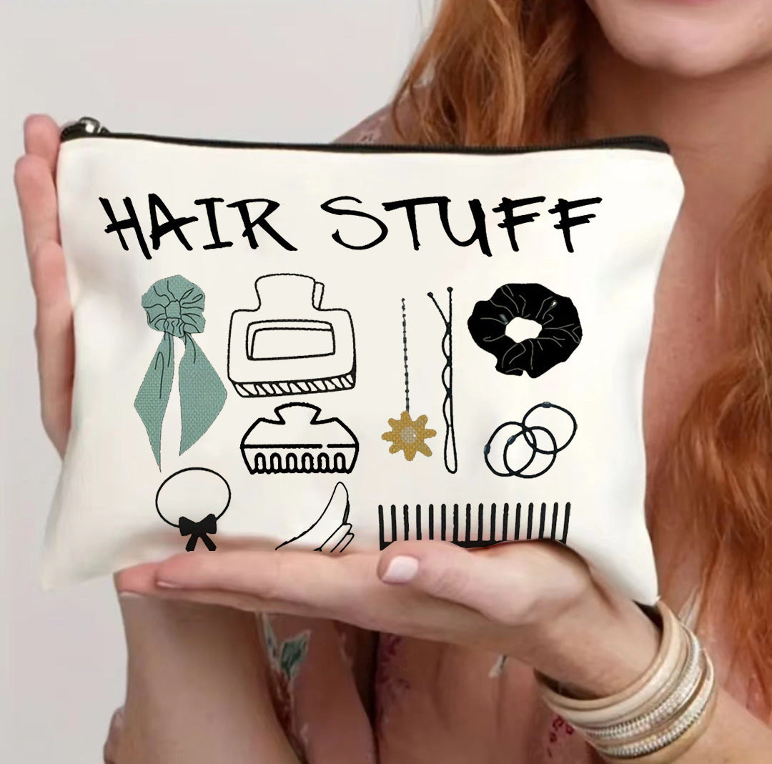 Canvas Zipper Polyester Cosmetics Bag