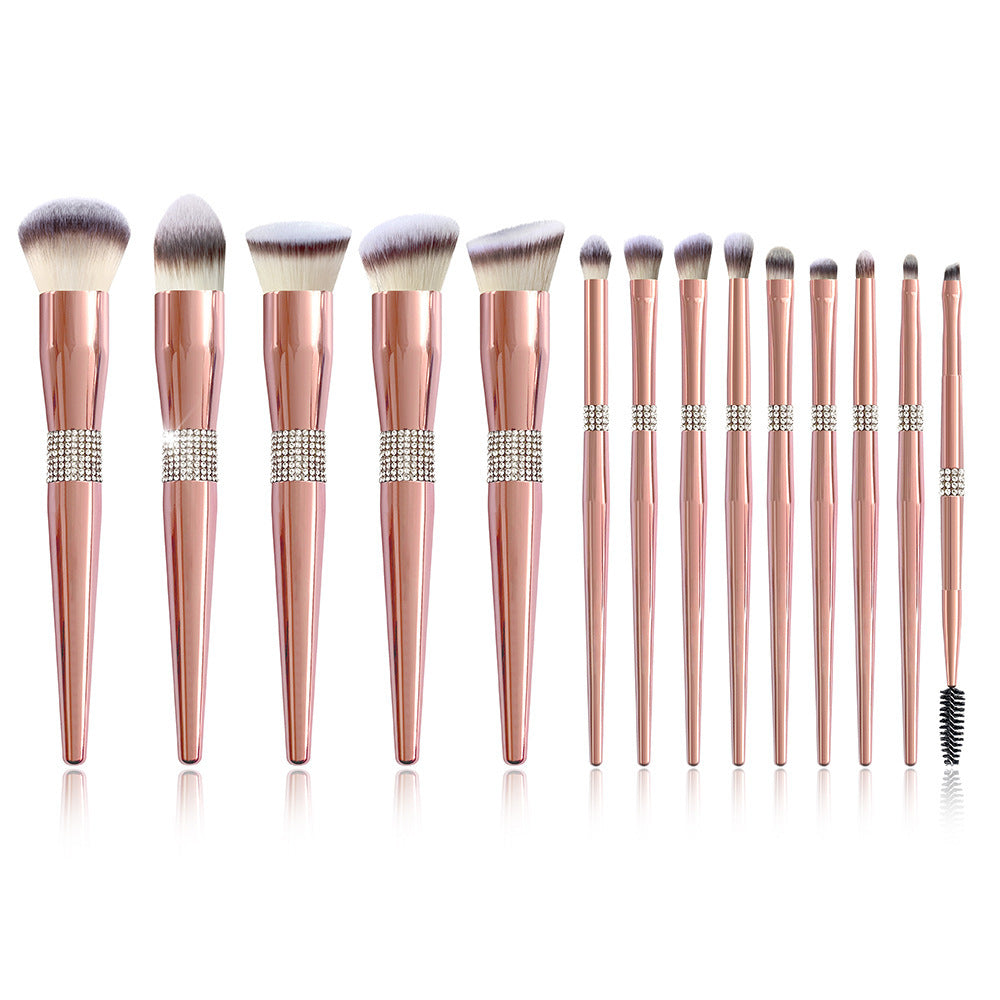 Portable Home Electroplated Rose Gold Makeup Brush Suit