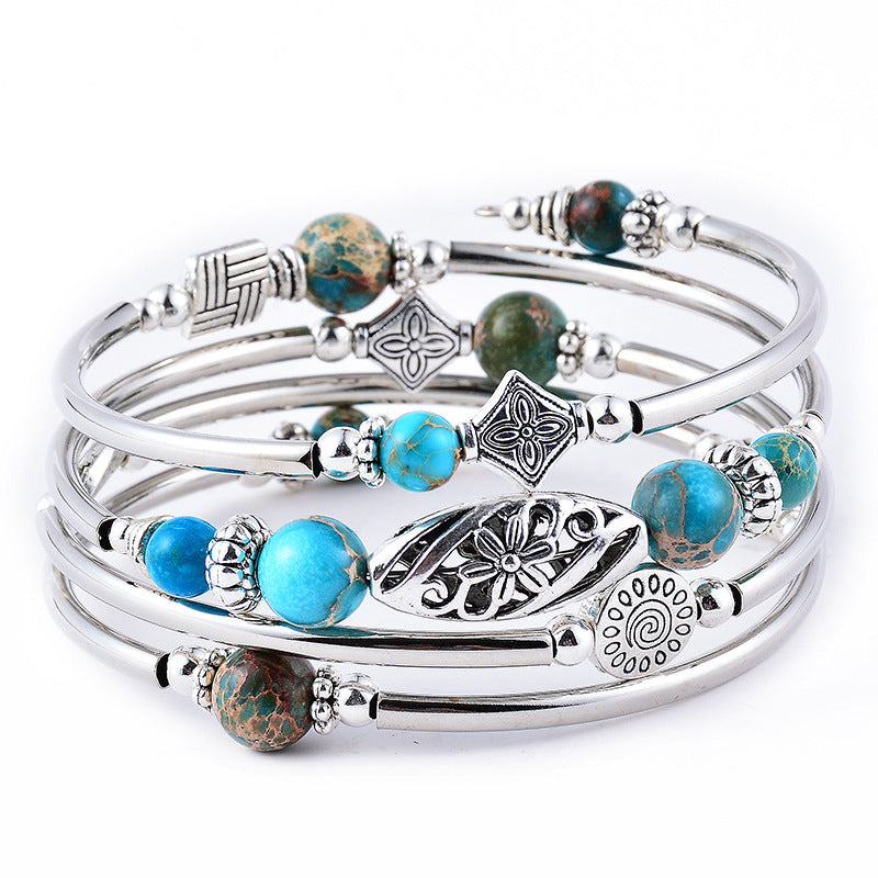 Natural turquoise/tiger's eye twine bracelet