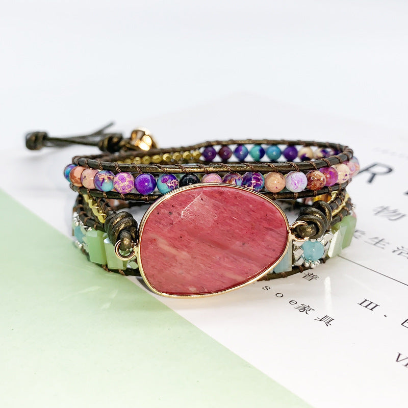Natural stone hand-woven ladies bracelet