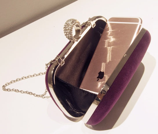 New fashion water drill finger ring suede high-end handbag banquet dress chain diagonal small square bag