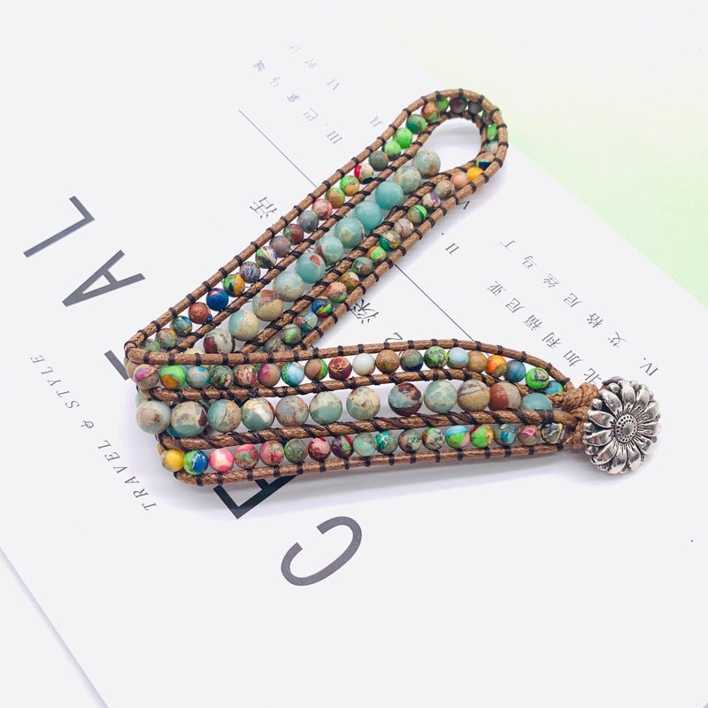 Hand-woven stone bracelet
