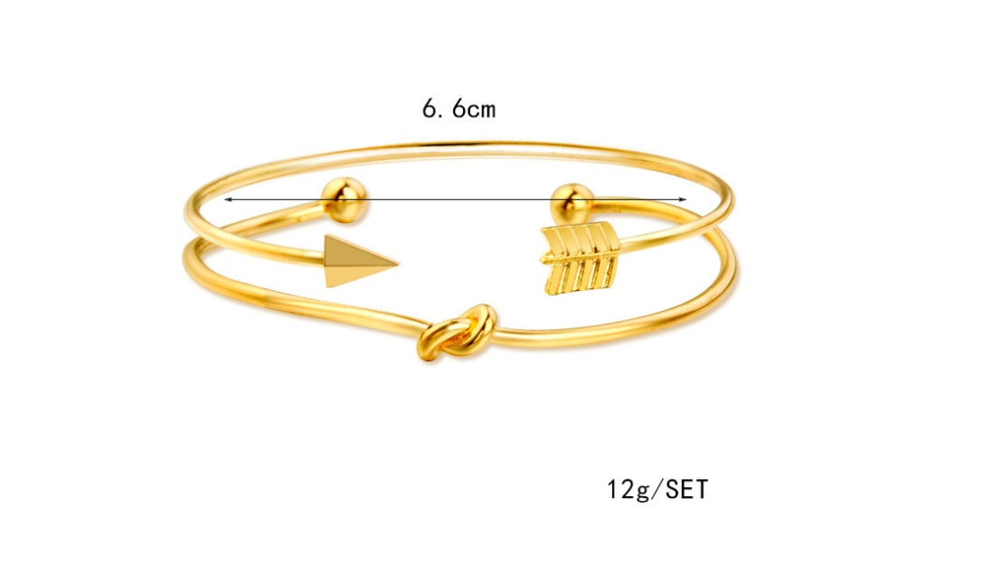 Modyle Gold Color Crystal Wedding Bracelets Set CZ Stone Heart Bracelets Bangles For Woman