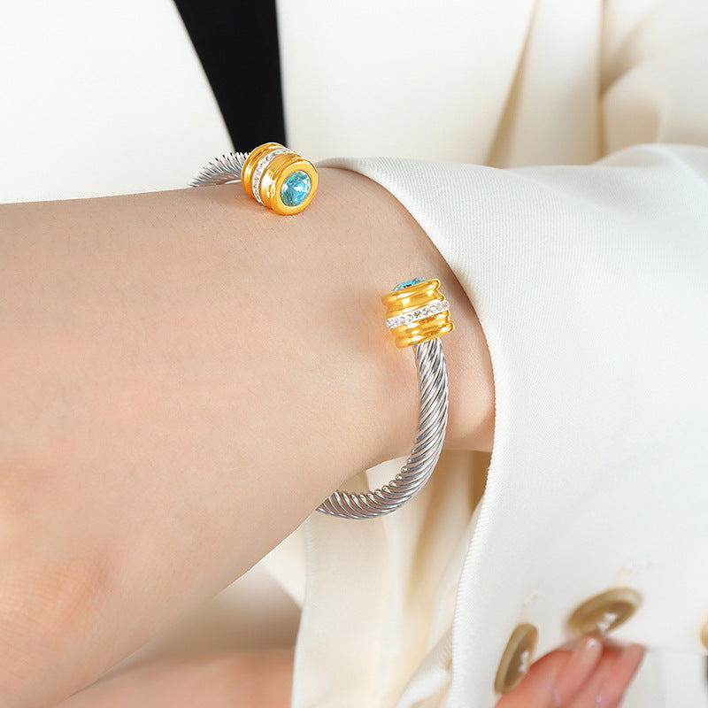 Titanium Steel Inlaid Twelve-color Zircon Bracelet