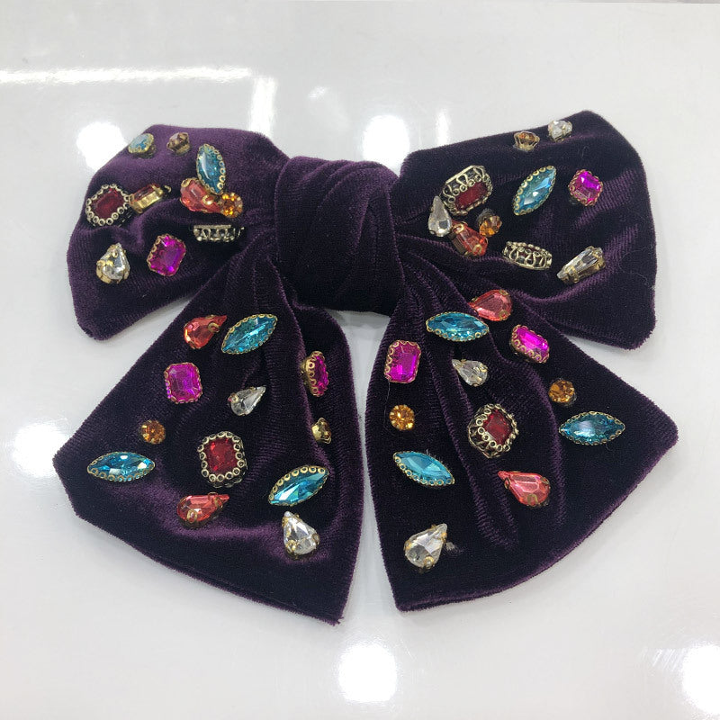 Big Bow Full Rhinestone Denim Retro Spring Clip
