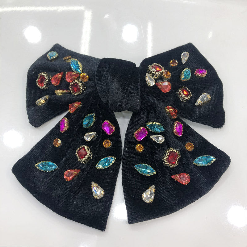 Big Bow Full Rhinestone Denim Retro Spring Clip