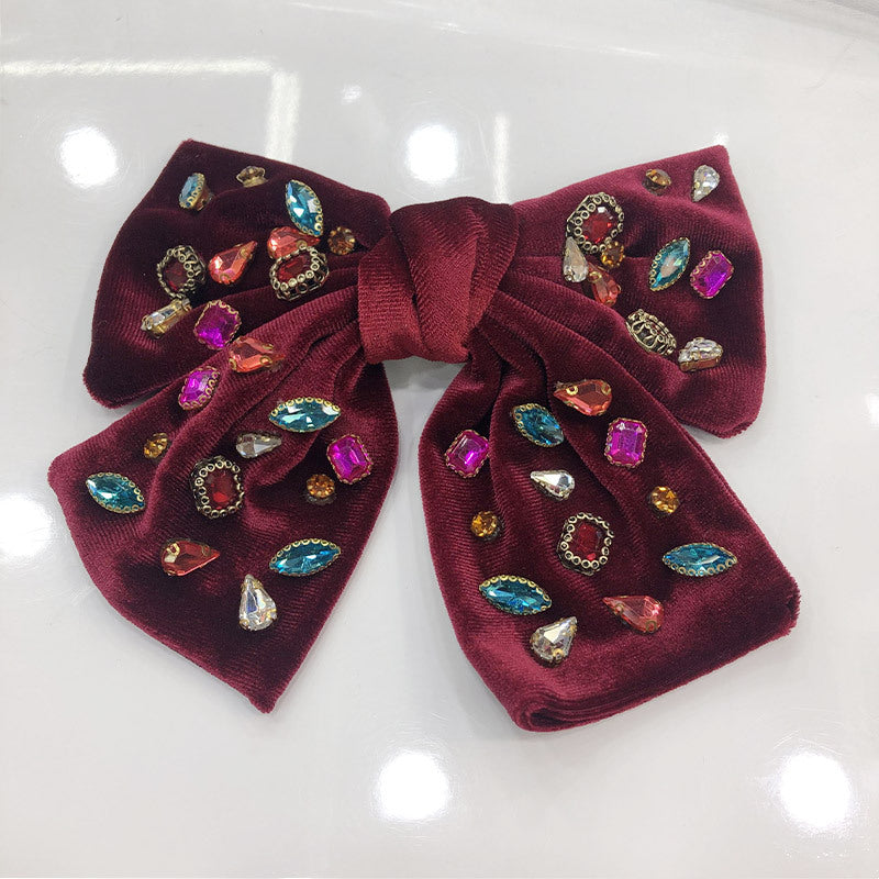 Big Bow Full Rhinestone Denim Retro Spring Clip