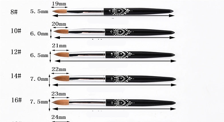 Multi-Specification Mink Hair Manicure Brush Flat Head Nail Polish Glue Painted Phototherapy Pen