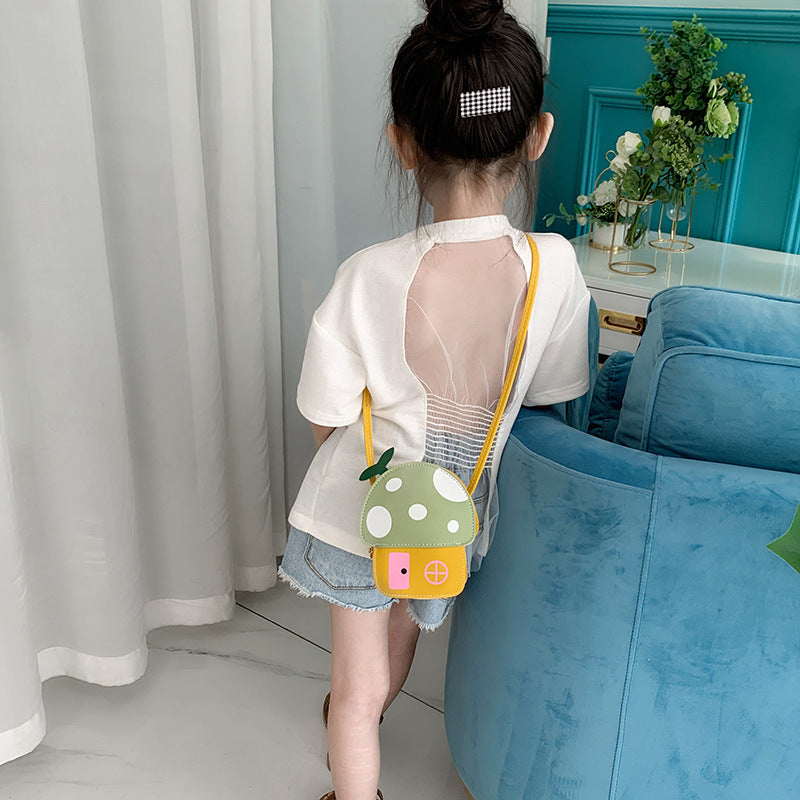 Cartoon Cute Little House Mushroom Stall One Shoulder Diagonal Bag