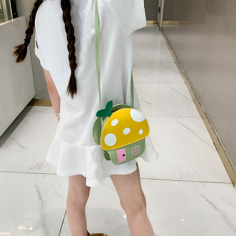 Cartoon Cute Little House Mushroom Stall One Shoulder Diagonal Bag