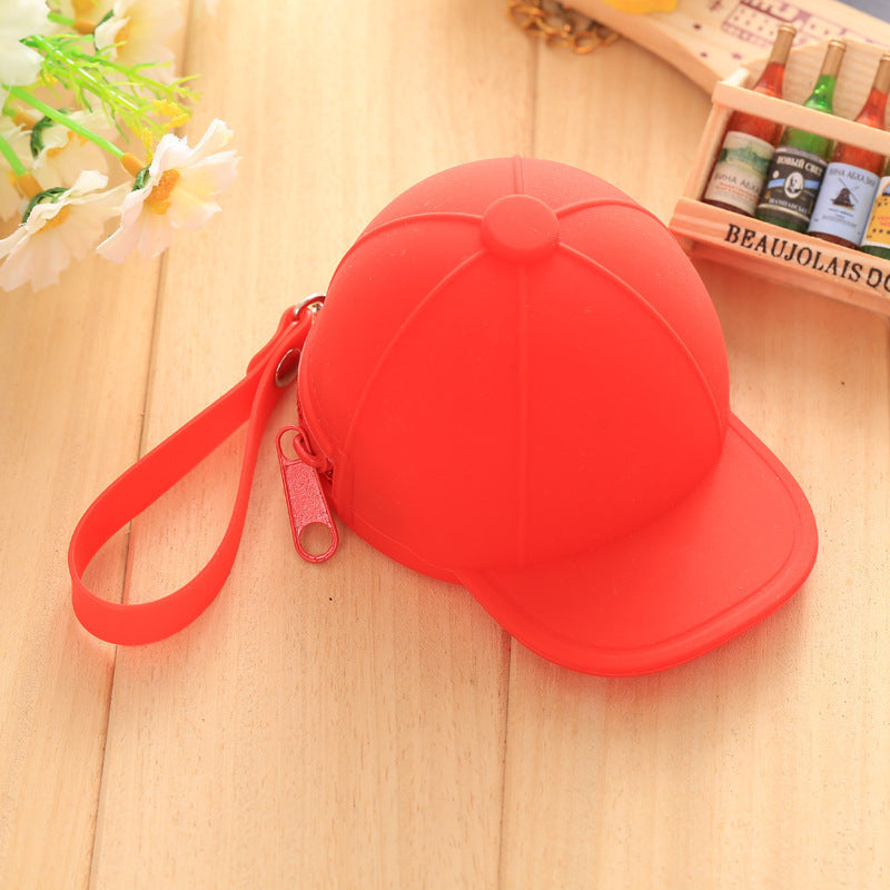 Korean Style Candy Color Hat Coin Bag Silicone Cartoon Creative Zipper Wallet