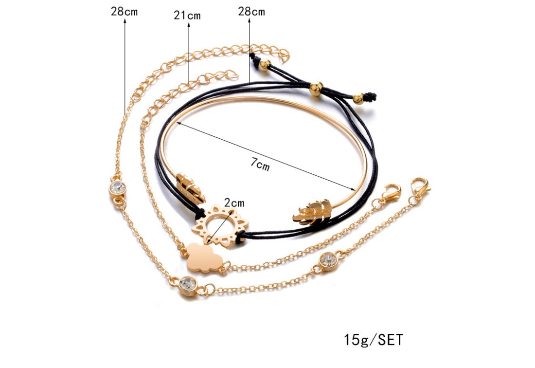 Modyle Gold Color Crystal Wedding Bracelets Set CZ Stone Heart Bracelets Bangles For Woman