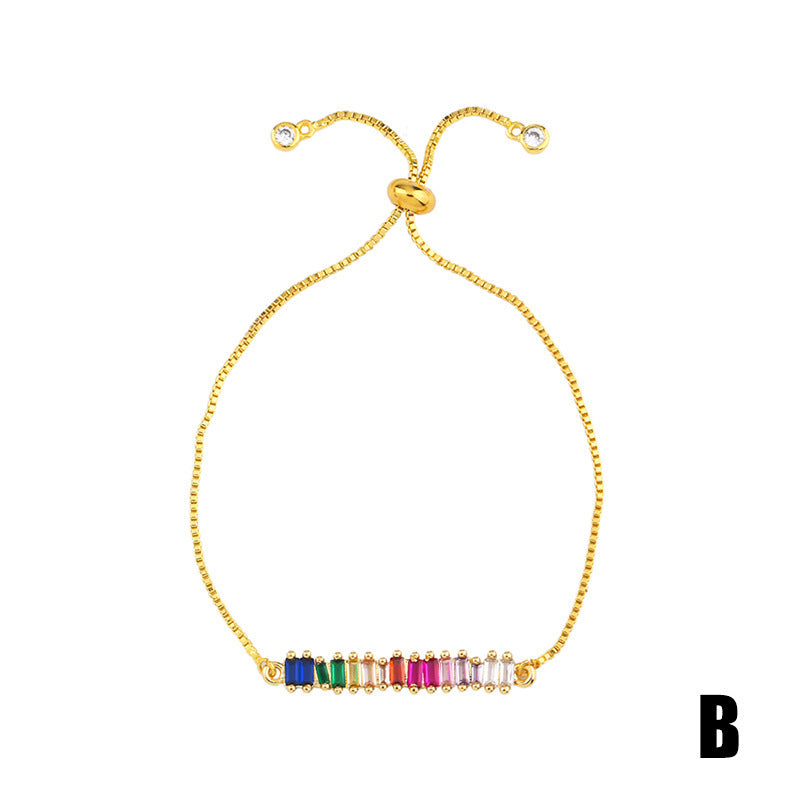 Exquisite micro-inlaid zircon pull-out bracelet