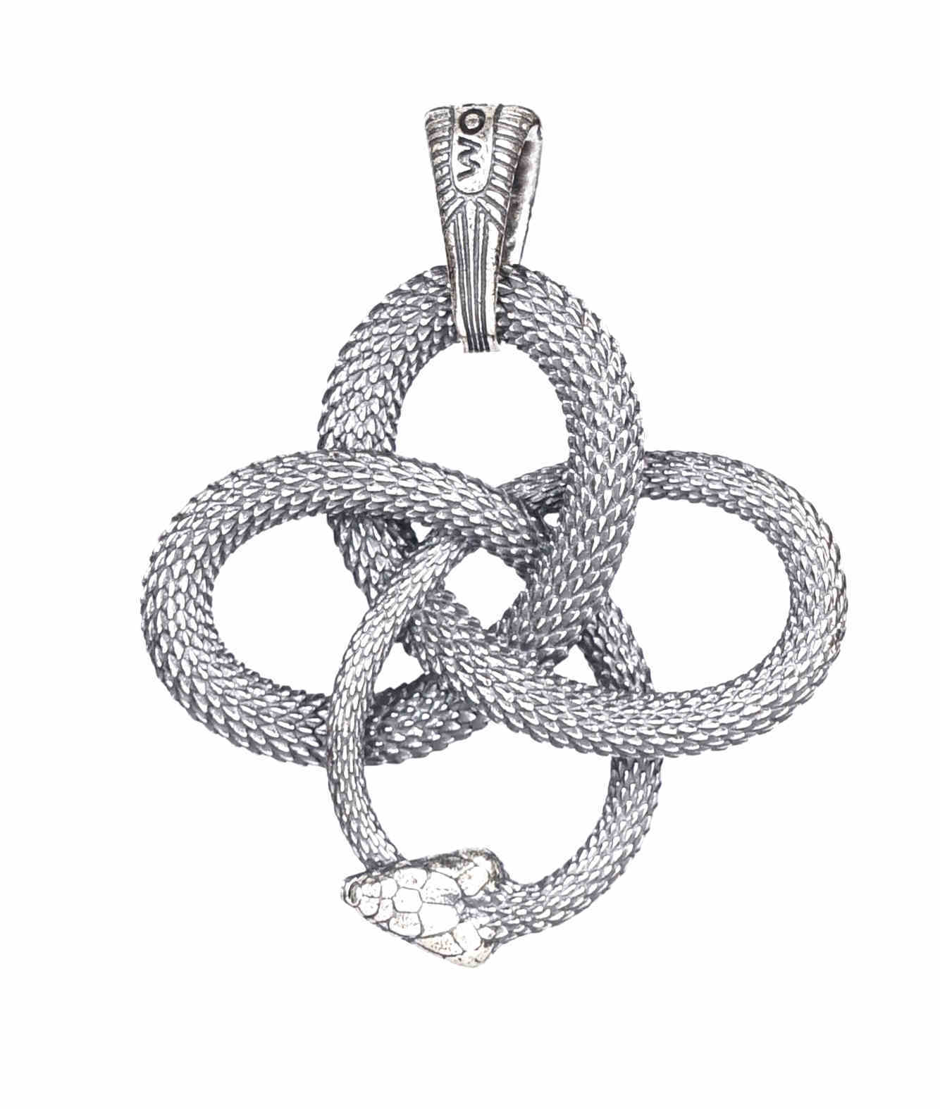 Brass 925 Silver Vintage Snake Pendant Necklace