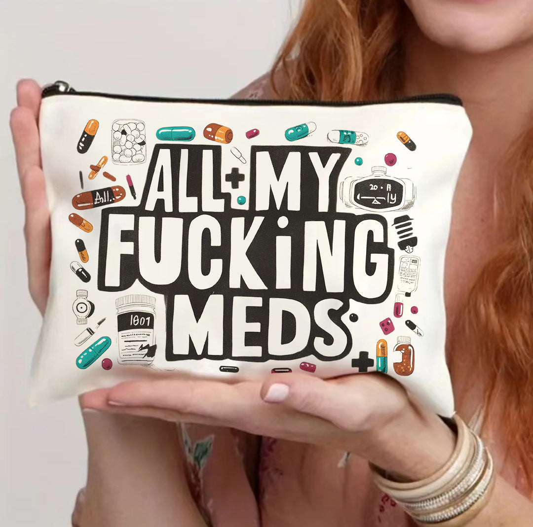 Canvas Zipper Polyester Cosmetics Bag
