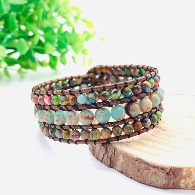 Hand-woven stone bracelet