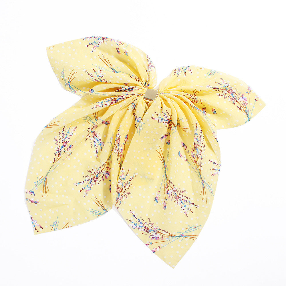 Floral Chiffon Big Bow Hairpin