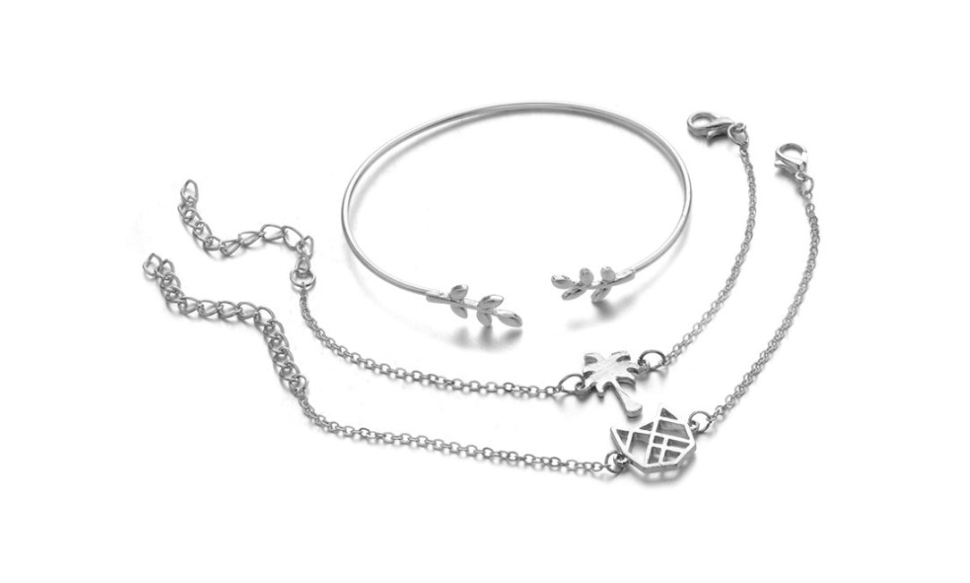 Modyle Gold Color Crystal Wedding Bracelets Set CZ Stone Heart Bracelets Bangles For Woman