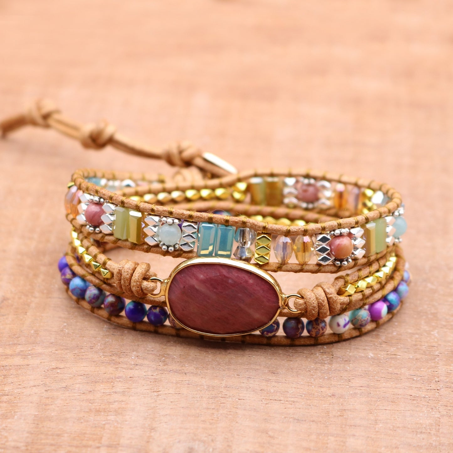 hand-woven lady bracelet with crystal beads beads hand yoga series
