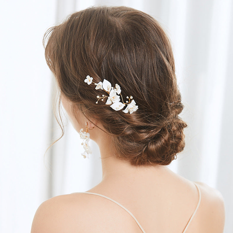White Wedding Flower Hairpin Comb Suit For Women