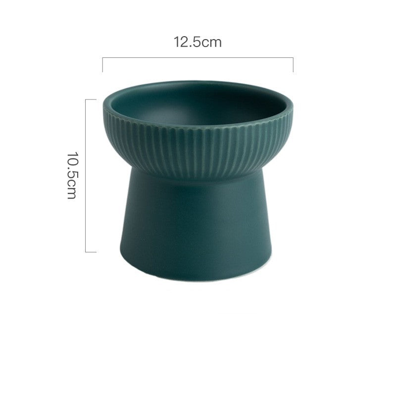 High Foot Neck Protection Ceramic Cat Bowl