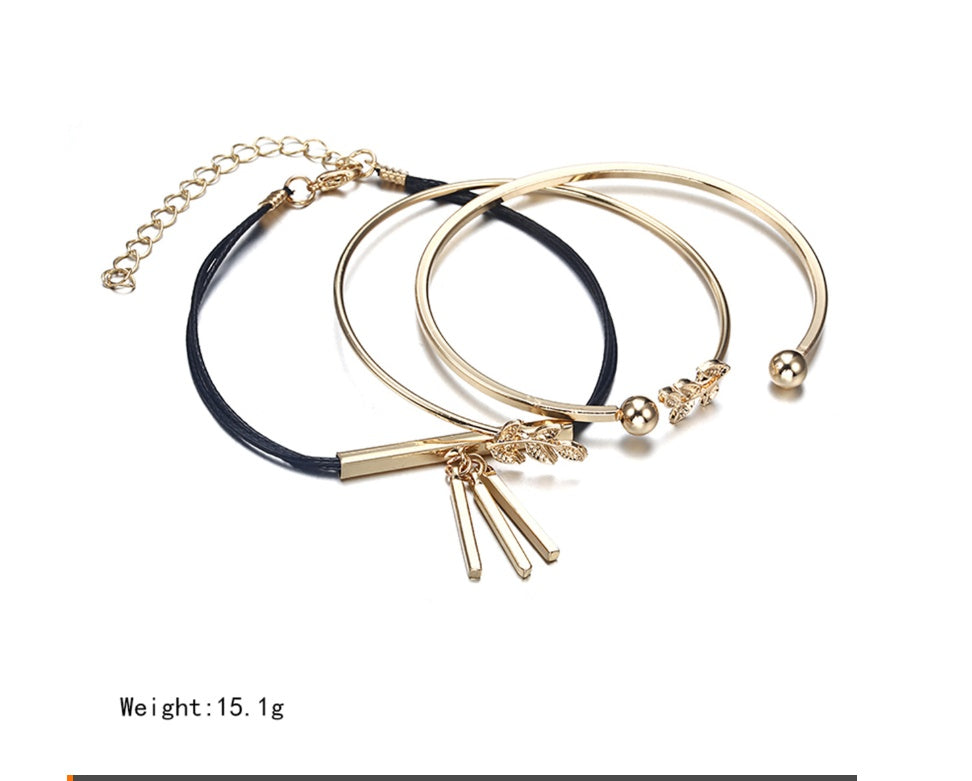 Modyle Gold Color Crystal Wedding Bracelets Set CZ Stone Heart Bracelets Bangles For Woman