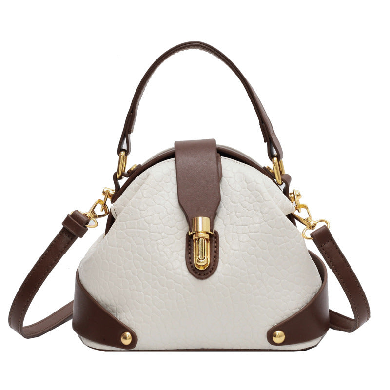 Women's Autumn And Winter Korean Retro Handbag Shoulder Lychee Pattern Small Round Bag