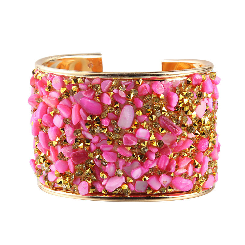 Rhinestone natural stone club bracelet