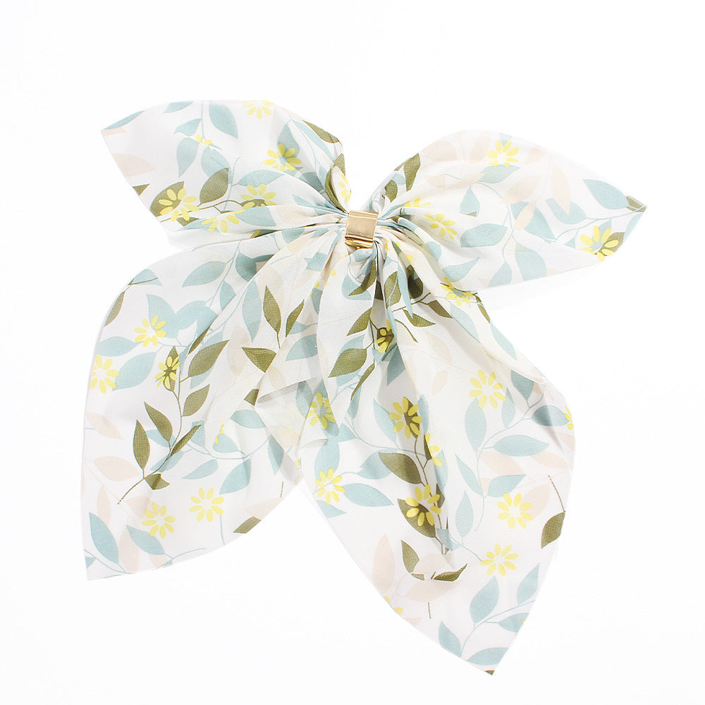 Floral Chiffon Big Bow Hairpin