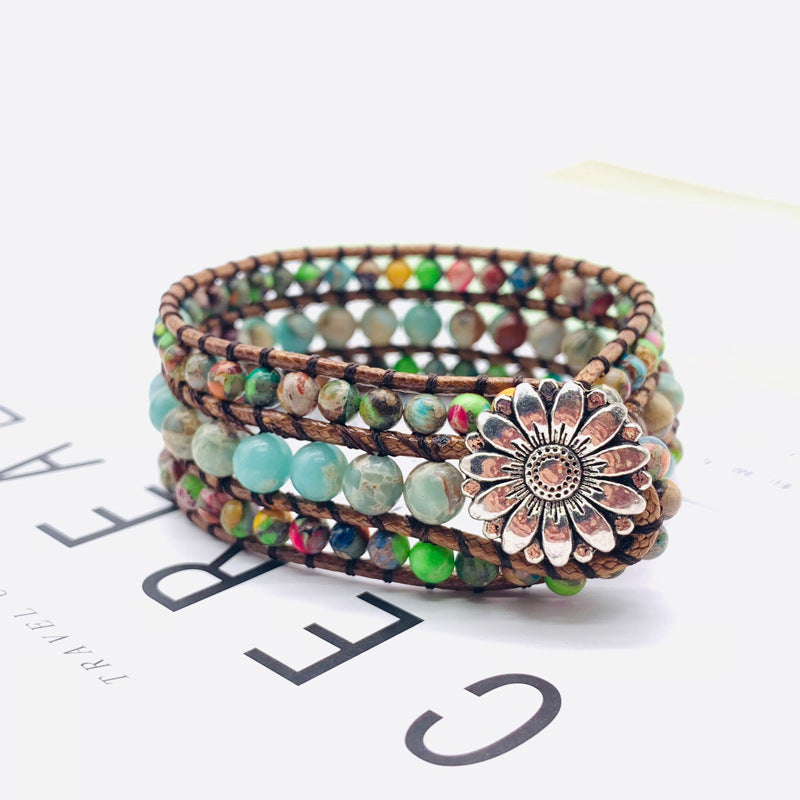 Hand-woven stone bracelet