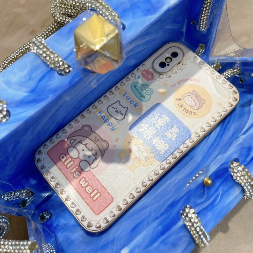 Rhinestone Acrylic Lock Box Bag Portable