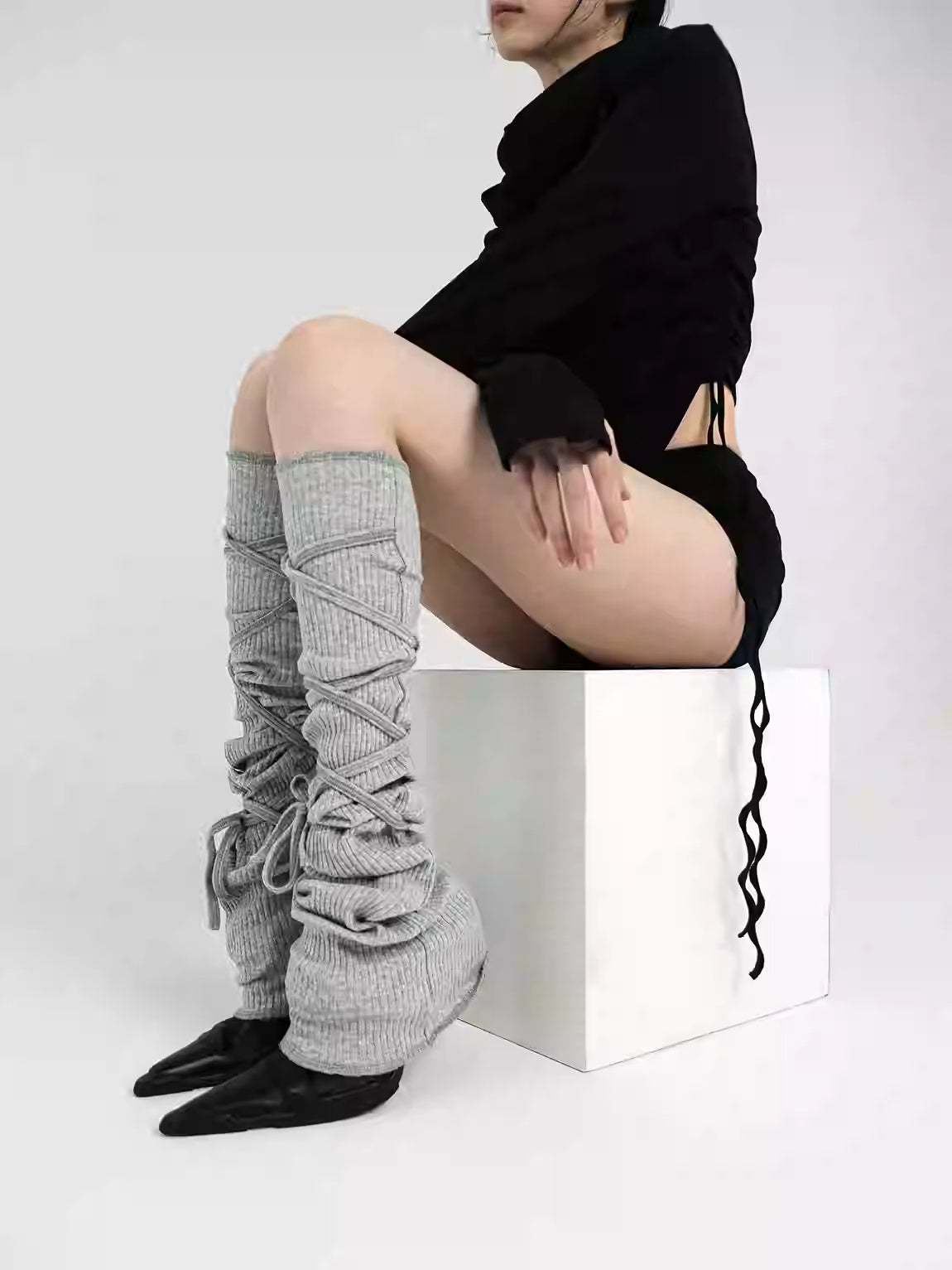 Millennium Hot Girl Solid Color Knitted Socks