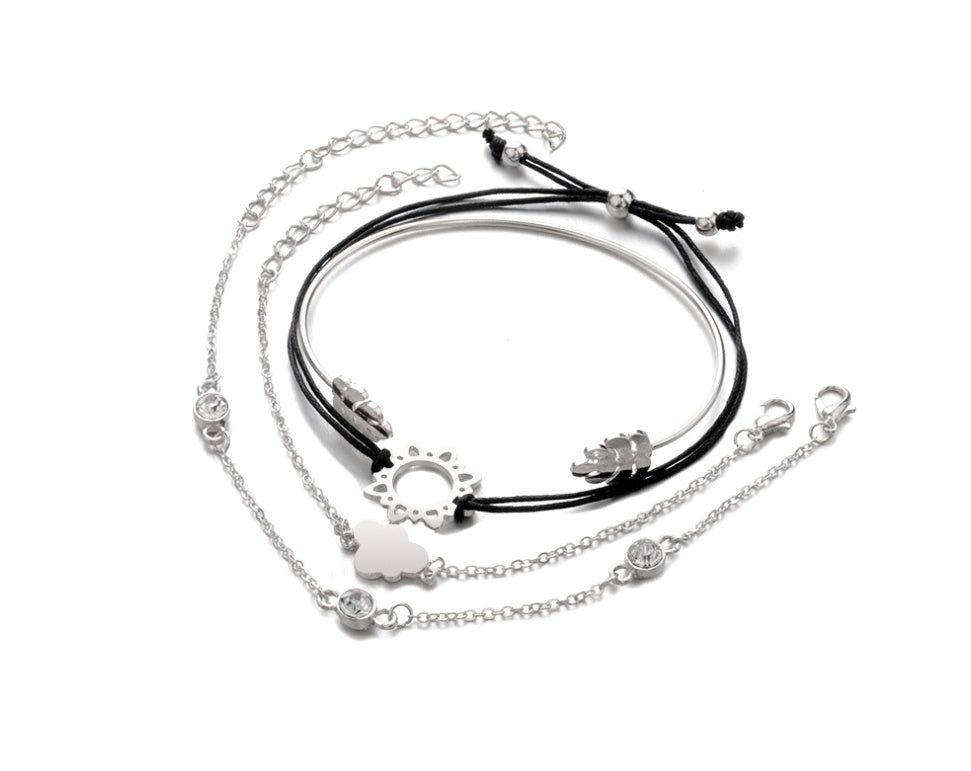 Modyle Gold Color Crystal Wedding Bracelets Set CZ Stone Heart Bracelets Bangles For Woman