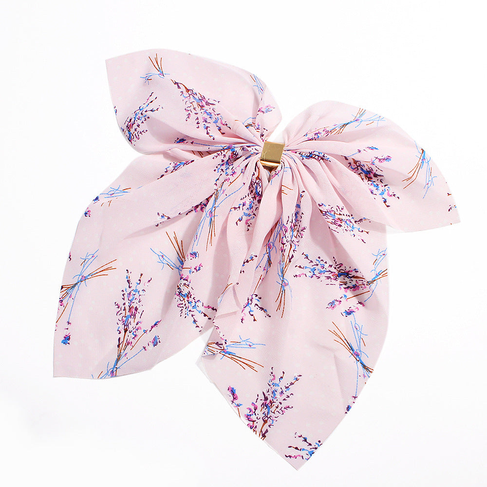 Floral Chiffon Big Bow Hairpin