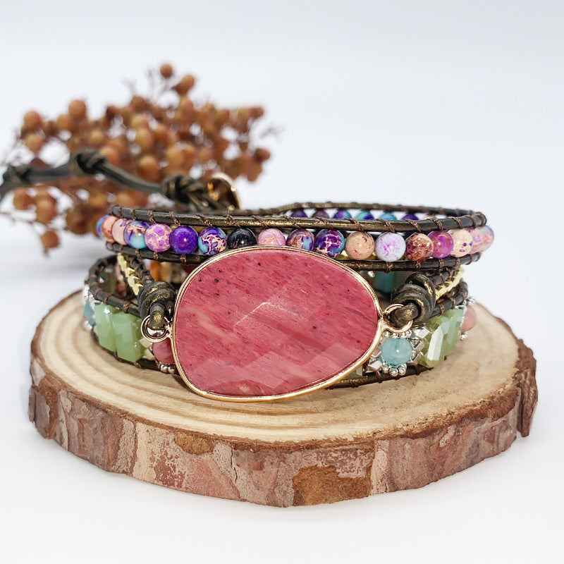 Natural stone hand-woven ladies bracelet