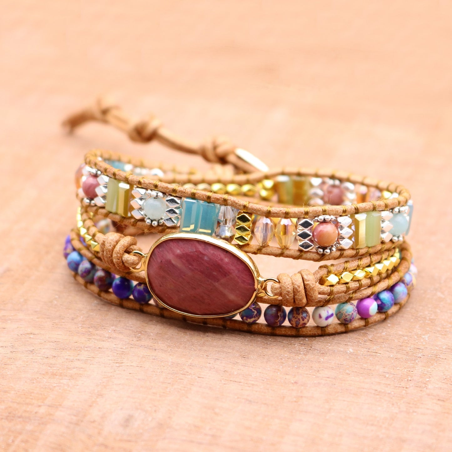 hand-woven lady bracelet with crystal beads beads hand yoga series