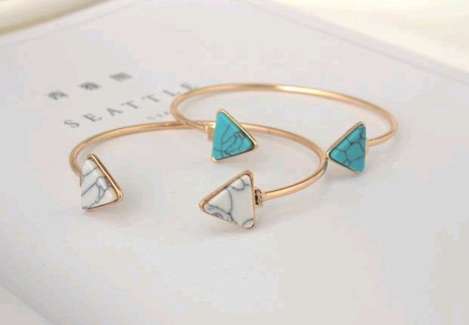 Marbled Triangle Turquoise Bracelet Personality Alloy Bracelet