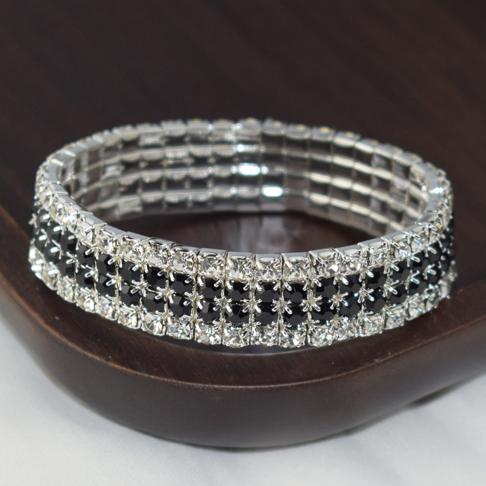 Crystal Full Diamond Bracelet Four Drainage Drill Elasticity