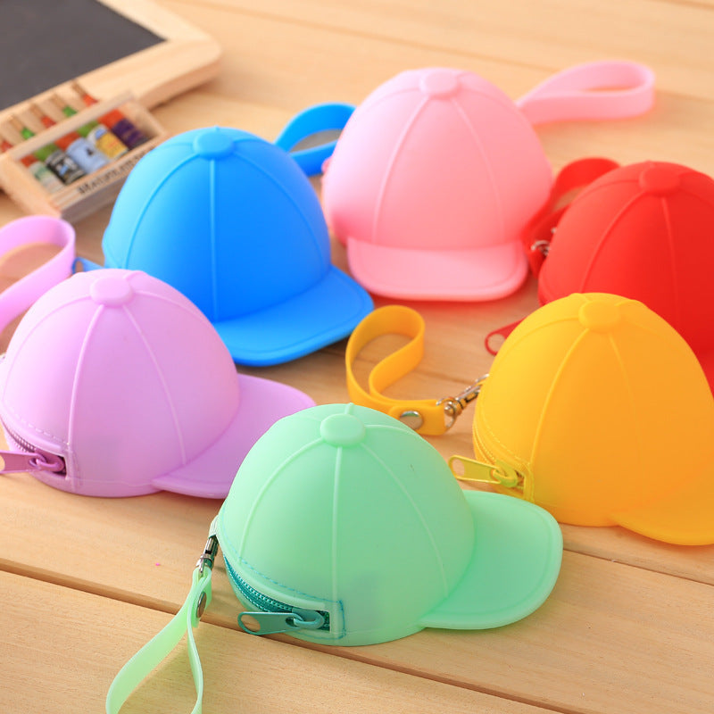 Korean Style Candy Color Hat Coin Bag Silicone Cartoon Creative Zipper Wallet