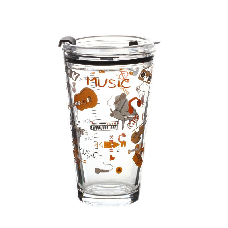 Household Sealed Glass Straw Cup With Scale