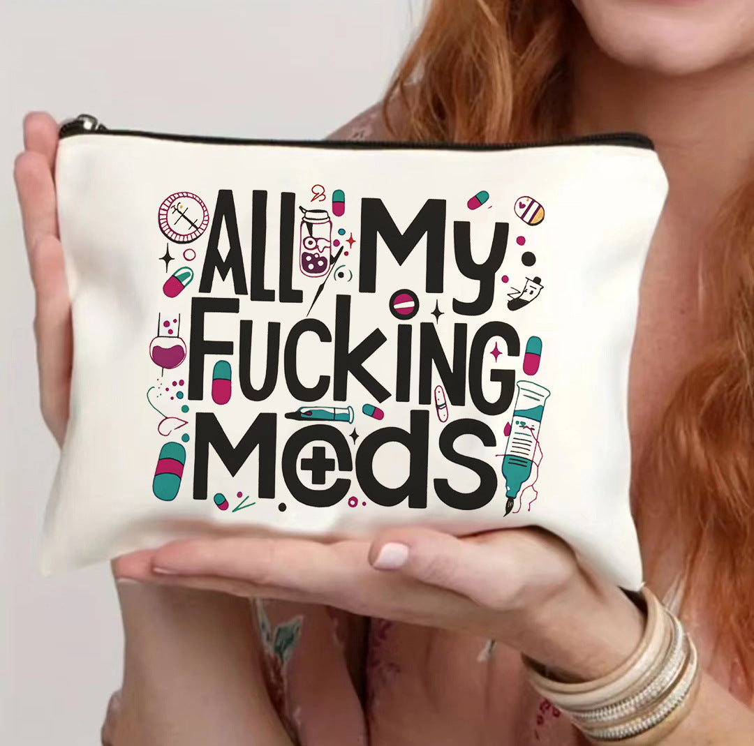 Canvas Zipper Polyester Cosmetics Bag