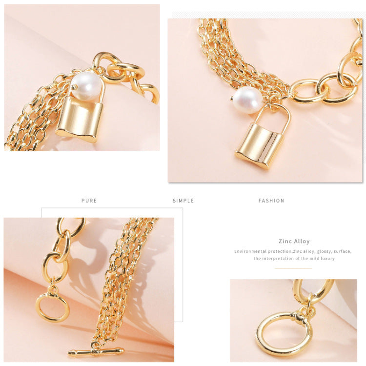Personalized Fashion Hollow Metal Element Bracelet Pearl