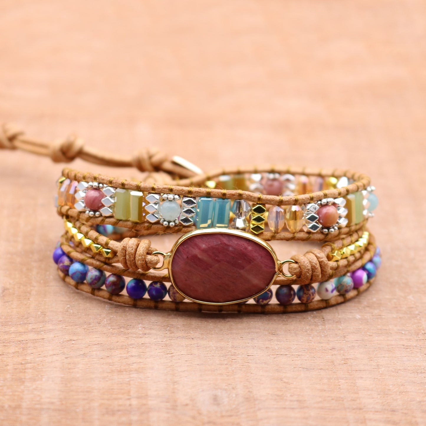 hand-woven lady bracelet with crystal beads beads hand yoga series