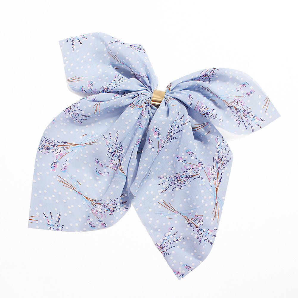 Floral Chiffon Big Bow Hairpin