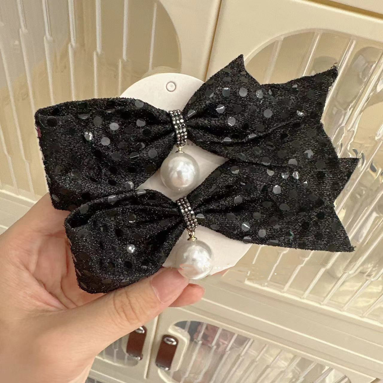 Super Rhinestone Gray Bow Barrettes Fashion