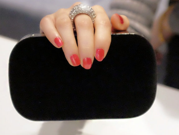 New fashion water drill finger ring suede high-end handbag banquet dress chain diagonal small square bag