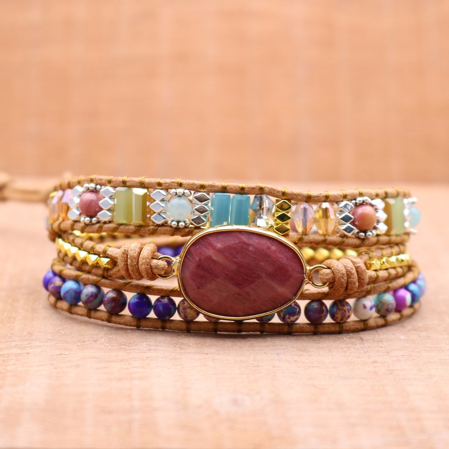 hand-woven lady bracelet with crystal beads beads hand yoga series