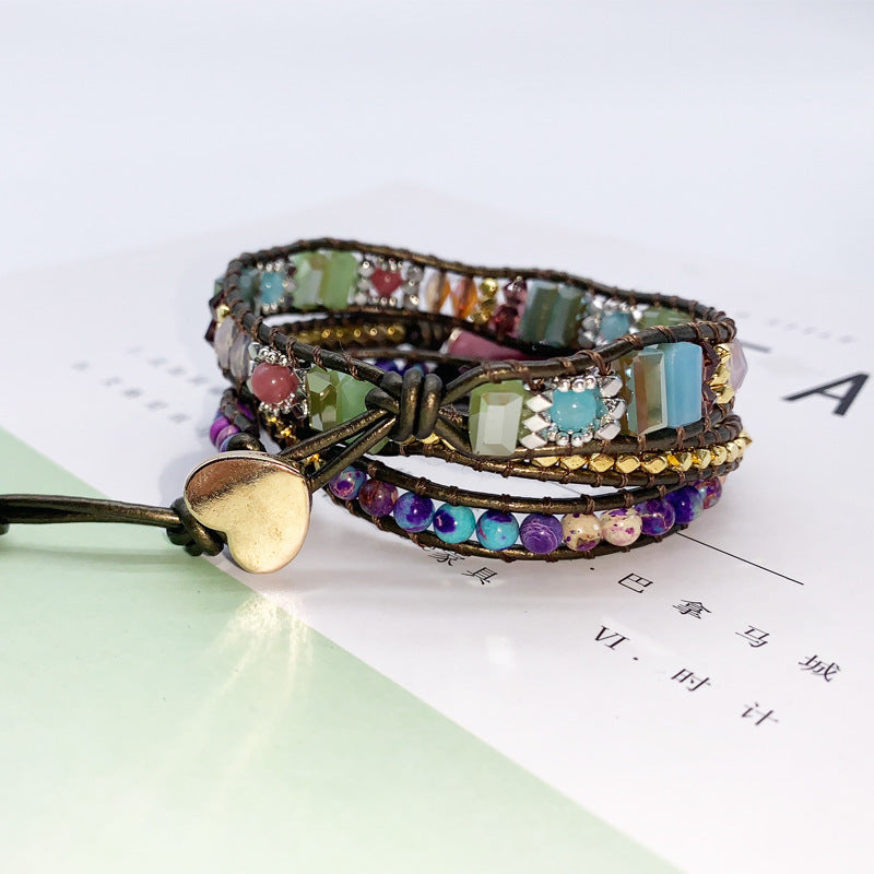 Natural stone hand-woven ladies bracelet