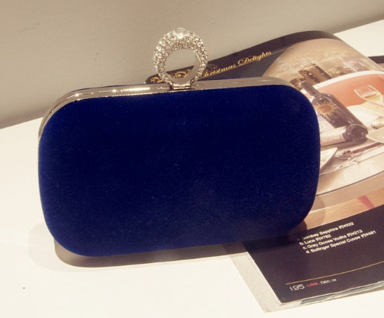 New fashion water drill finger ring suede high-end handbag banquet dress chain diagonal small square bag